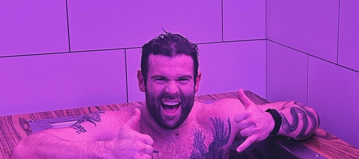 Post-workout cold plunge in a BlueCube at a commercial gym