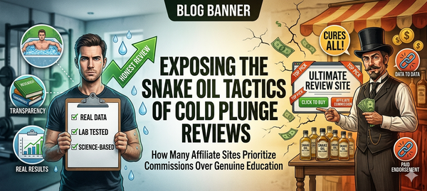 image of two guys, one educating the public with cold plunge specs the other focused on distortion for commissions. 