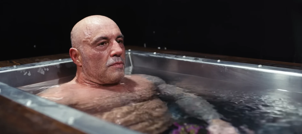 Joe Rogan in his BlueCube cold plunge at the JRE studio