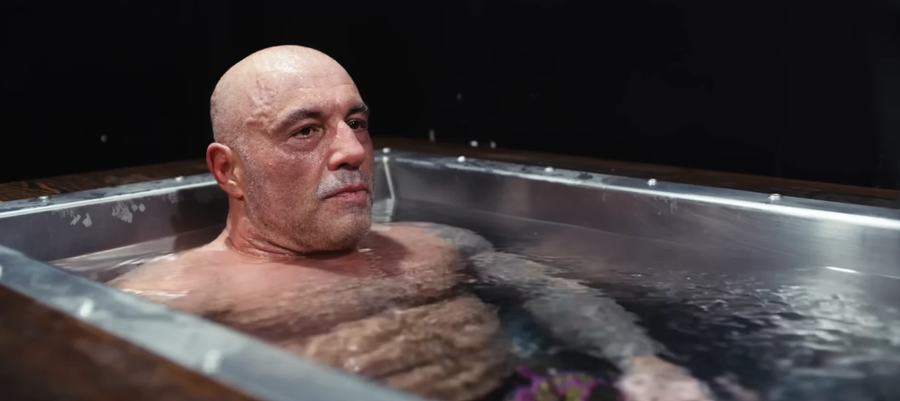 Joe Rogan in his BlueCube cold plunge at the JRE studio