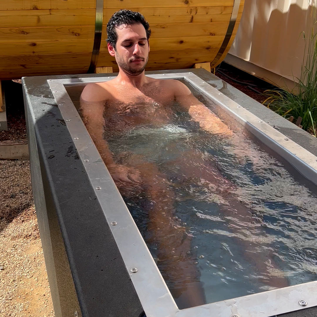 Man Using at home cold plunge