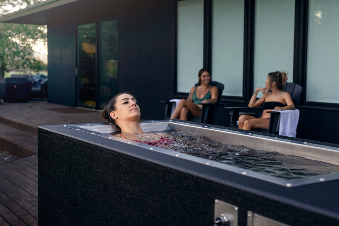 woman using cold water immersion tub