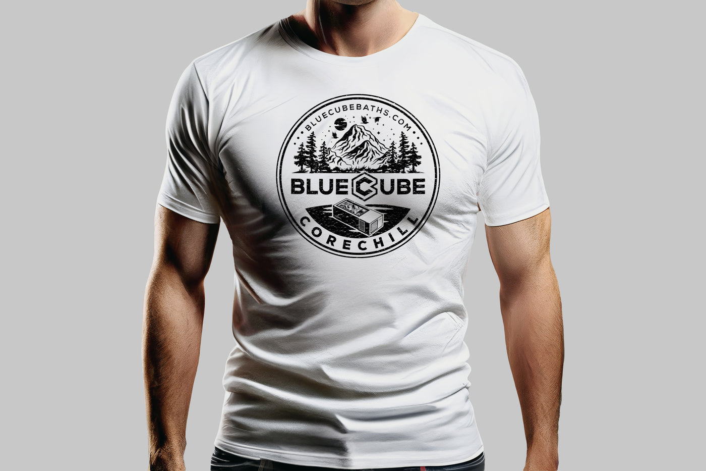 BlueCube CoreChill Cold Plunge Tub T-Shirt_Mockup_White