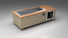 BlueCube C1 cold plunge tub beige with mahogany deck left front view [bc color=beige screen=frame deck=mahogany tub=stainless view=fl]
