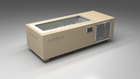 BlueCube C1 cold plunge tub beige with perforated screens with gel coated tub left front view [bc color=beige screen=screen deck=none tub=gel-coated view=fl]