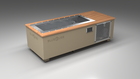 BlueCube C1 cold plunge tub beige with perforated screens with mahogany deck left front view [bc color=beige screen=screen deck=mahogany tub=stainless view=fl]