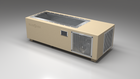 BlueCube C1 cold plunge tub beige with perforated screens right front view [bc color=beige screen=screen deck=none tub=stainless view=fr]