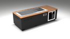 BlueCube C1 cold plunge tub black with mahogany deck left front view [bc color=black screen=frame deck=mahogany tub=stainless view=fl]