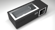 BlueCube C1 cold plunge tub black top down view [bc color=black screen=frame deck=none tub=stainless view=top]