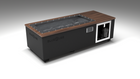 BlueCube C1 cold plunge tub black with walnut deck with carbon fiber tub left front view [bc color=black screen=frame deck=walnut tub=carbon-fiber view=fl]