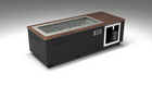 BlueCube C1 cold plunge tub black with walnut deck with hempcarbon tub left front view [bc color=black screen=frame deck=walnut tub=hempcarbon view=fl]