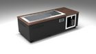 BlueCube C1 cold plunge tub black with walnut deck left front view [bc color=black screen=frame deck=walnut tub=stainless view=fl]