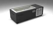 BlueCube C1 cold plunge tub black with perforated screens with gel coated tub left front view [bc color=black screen=screen deck=none tub=gel-coated view=fl]