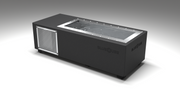 BlueCube C1 cold plunge tub black with perforated screens left back view [bc color=black screen=screen deck=none tub=stainless view=bl]
