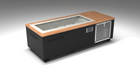 BlueCube C1 cold plunge tub black with perforated screens with mahogany deck with gel coated tub left front view [bc color=black screen=screen deck=mahogany tub=gel-coated view=fl]