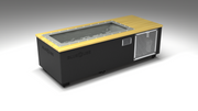 BlueCube C1 cold plunge tub black with perforated screens with white maple deck with hempcarbon tub left front view [bc color=black screen=screen deck=white-maple tub=hempcarbon view=fl]