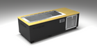 BlueCube C1 cold plunge tub black with perforated screens with white maple deck left front view [bc color=black screen=screen deck=white-maple tub=stainless view=fl]