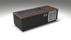BlueCube C1 cold plunge tub black with perforated screens with walnut deck with carbon fiber tub left front view [bc color=black screen=screen deck=walnut tub=carbon-fiber view=fl]