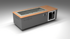BlueCube C1 cold plunge tub grey with mahogany deck with hempcarbon tub left front view [bc color=grey screen=frame deck=mahogany tub=hempcarbon view=fl]