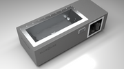 BlueCube C1 cold plunge tub grey top down view [bc color=grey screen=frame deck=none tub=stainless view=top]