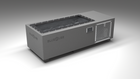 BlueCube C1 cold plunge tub grey with perforated screens with carbon fiber tub left front view [bc color=grey screen=screen deck=none tub=carbon-fiber view=fl]
