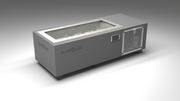 BlueCube C1 cold plunge tub grey with perforated screens with gel coated tub left front view [bc color=grey screen=screen deck=none tub=gel-coated view=fl]
