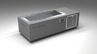 BlueCube C1 cold plunge tub grey with perforated screens left front view [bc color=grey screen=screen deck=none tub=stainless view=fl]