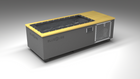 BlueCube C1 cold plunge tub grey with perforated screens with white maple deck with carbon fiber tub left front view [bc color=grey screen=screen deck=white-maple tub=carbon-fiber view=fl]