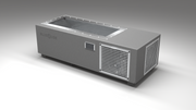 BlueCube C1 cold plunge tub grey with perforated screens right front view [bc color=grey screen=screen deck=none tub=stainless view=fr]