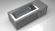 BlueCube C1 cold plunge tub grey with perforated screens top down view [bc color=grey screen=screen deck=none tub=stainless view=top]