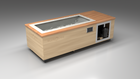 BlueCube C1 cold plunge tub uncladded with mahogany deck with gel coated tub left front view [bc color=uncladded screen=frame deck=mahogany tub=gel-coated view=fl]