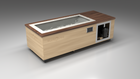 BlueCube C1 cold plunge tub uncladded with walnut deck with gel coated tub left front view [bc color=uncladded screen=frame deck=walnut tub=gel-coated view=fl]