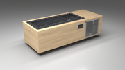 BlueCube C1 cold plunge tub uncladded with perforated screens with carbon fiber tub left front view [bc color=uncladded screen=screen deck=none tub=carbon-fiber view=fl]