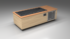 BlueCube C1 cold plunge tub uncladded with perforated screens with mahogany deck with carbon fiber tub left front view [bc color=uncladded screen=screen deck=mahogany tub=carbon-fiber view=fl]