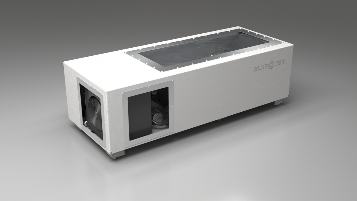 BlueCube C1 cold plunge tub white right back view [bc color=white screen=frame deck=none tub=stainless view=br]