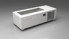 BlueCube C1 cold plunge tub white with perforated screens with gel coated tub left front view [bc color=white screen=screen deck=none tub=gel-coated view=fl]