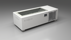 BlueCube C1 cold plunge tub white with perforated screens with hempcarbon tub left front view [bc color=white screen=screen deck=none tub=hempcarbon view=fl]