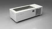 BlueCube C1 cold plunge tub white with perforated screens with hempcarbon tub left front view [bc color=white screen=screen deck=none tub=hempcarbon view=fl]