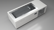 BlueCube C1 cold plunge tub white with perforated screens top down view [bc color=white screen=screen deck=none tub=stainless view=top]