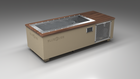 BlueCube C2 cold plunge tub beige with perforated screens with walnut deck left front view [bc color=beige screen=screen deck=walnut tub=stainless view=fl]