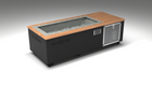 BlueCube C2 cold plunge tub black with perforated screens with mahogany deck with hempcarbon tub left front view [bc color=black screen=screen deck=mahogany tub=hempcarbon view=fl]