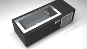 BlueCube C2 cold plunge tub black with perforated screens top down view [bc color=black screen=screen deck=none tub=stainless view=top]