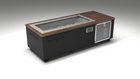 BlueCube C2 cold plunge tub black with perforated screens with walnut deck with hempcarbon tub left front view [bc color=black screen=screen deck=walnut tub=hempcarbon view=fl]
