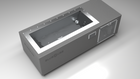BlueCube C2 cold plunge tub grey with perforated screens top down view [bc color=grey screen=screen deck=none tub=stainless view=top]