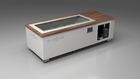 BlueCube C2 cold plunge tub white with walnut deck with hempcarbon tub left front view [bc color=white screen=frame deck=walnut tub=hempcarbon view=fl]