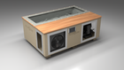 BlueCube C3 cold plunge tub beige with mahogany deck with hempcarbon tub left front view [bc color=beige screen=frame deck=mahogany tub=hempcarbon view=fl]