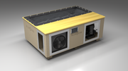BlueCube C3 cold plunge tub beige with white maple deck with carbon fiber tub left front view [bc color=beige screen=frame deck=white-maple tub=carbon-fiber view=fl]