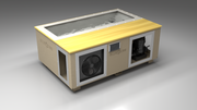 BlueCube C3 cold plunge tub beige with white maple deck with gel coated tub left front view [bc color=beige screen=frame deck=white-maple tub=gel-coated view=fl]