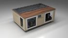 BlueCube C3 cold plunge tub beige with walnut deck with carbon fiber tub left front view [bc color=beige screen=frame deck=walnut tub=carbon-fiber view=fl]