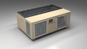 BlueCube C3 cold plunge tub beige with perforated screens with carbon fiber tub left front view [bc color=beige screen=screen deck=none tub=carbon-fiber view=fl]